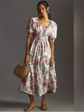 ANTHROPOLOGIE Somerset floral maxi dress sz medium